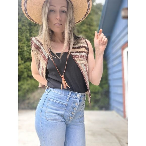 The Hester Handmade Quilted Cotton Vest Cottagecore Rustic Sz M - Picture 7 of 11